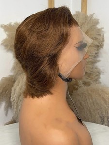 Ombre Short Bob Pixie Cut parrucche marrone capelli umani lisci 13x4 visiera in pizzo trasparente Highlight diritta Pixie Cut <span class=keywords><strong>parrucca</strong></span> - Product Image 5