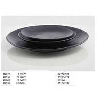 Assiette de présentation ronde en mélamine noire incassable de 10 pouces pour restaurant