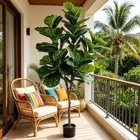 Grüner Künstlicher Ficus Lyrata Baum mit Echtem Aussehen für Innenräume, Geschäfte, Hotels, Büros, Heimdekorationen, Hochzeits-Blumenarrangements