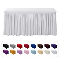 Nappe extensible carrée 4ft/6ft en polyester/spandex, lavable, anti-poussière, avec jupe de table cocktail