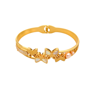 Bracelet papillon en acier inoxydable 316L plaqué or PVD, perles durables et résistantes - Product Image 2