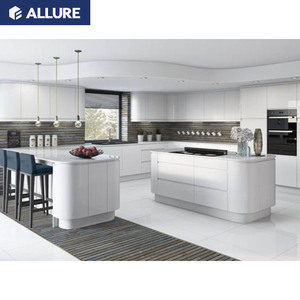 Allure Tall Cheap <span class=keywords><strong>Island</strong></span> <span class=keywords><strong>2</strong></span> Pac Layout Hotel completo in fibra senza maniglie armadio da cucina Design colore cina MDF durevole personalizzato - Product Image 2