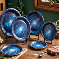 Assiettes et plateaux jetables en papier de qualité alimentaire, épaissis, écologiques, à motifs gaufrés, pour fêtes d'anniversaire, salades, collations et aliments pour animaux de compagnie