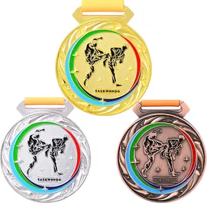 מדליות ג'יו ג'יטסו מדליות קראטה פרס מתכת אבץ סגסוגת עיצוב מותאם אישית מדליית אמייל עם סרט לפרס