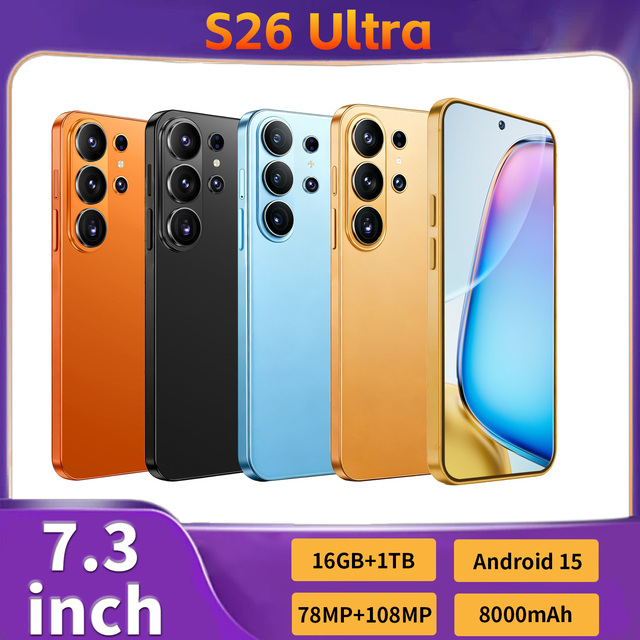 Brand New AI S26 Ultra Deca Core Processor Smartphone 16G+1TB OLED 90Hz 108MP HD LTE Android15 AI Mobile Phone