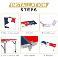 Table de bière pong portable en aluminium de 240 cm, jeu de divertissement sportif en plein air pliable de 8 pieds, MDF avec trous de tasse pré-percés pour l'école