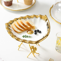 Assiette à gâteau en céramique haut de gamme de style européen, vaisselle jetable de luxe léger pour fête, plat à perles de Phnom Penh, goûter de l'après-midi