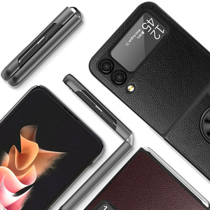 ที่วางแหวนสำหรับ Samsung Galaxy Z Flip ลดราคา 60% เคสโทรศัพท์แบบพับได้พร้อมฟิล์มป้องกันเลนส์หนัง PU - Product Image 5