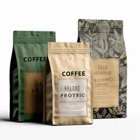 Sacs à café recyclés mats personnalisés avec logo, scellés sur huit côtés, jaune-brun, 250g, 500g, 1000g, 1kg, grand sac d'emballage personnalisé pour CAFE