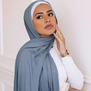 Venta al por mayor liso turbante musulmán <span class=keywords><strong>Hijab</strong></span> Jersey algodón <span class=keywords><strong>Hijab</strong></span> árabe Jersey chales bufanda mujeres - Product Image 2
