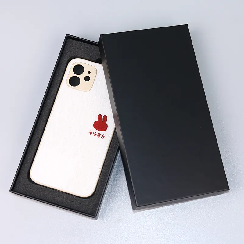 고급 소매 맞춤형 전화 케이스 포장 상자 검은 뚜껑 및 기본 휴대 전화 상자 선물
