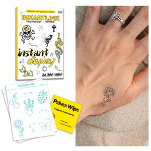 Tatuaje Temporal Realista Semipermanente de 1 Semana, Tatuaje Herbal sin Agua <span class=keywords><strong>con</strong></span> Diseño de Mariposa Lunar y Girasol Sonriente, Venta al por Mayor - Product Image 1