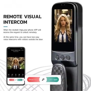 Verrouillage numérique par interphone extérieur à reconnaissance faciale 3D Tuya Wifi Serrure de porte intelligente à carte-clé avec caméra et empreinte digitale - Product Image 3