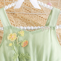 Vente chaude printemps jardin robe de soirée été Slip maille dentelle robe gonflée Floral brodé robe de princesse pour les filles