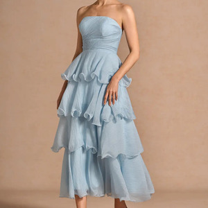 Vestido Maxi Elegante Verde Menta Sin Tirantes para Mujer, con Espalda de Encaje, Silueta en A, Vestido para Fiesta de Verano - Product Image 1