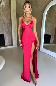Maxi abito estivo Chic con spalline sottili in raso trasuda Glamour con un audace abito a spacco alto senza maniche Sexy avvolgente - Product Image 6