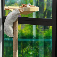 Hamac mural classique moderne en bois massif pour chat, plateforme de saut en forme d'escalier, échelle d'escalade, emballé en carton pour l'intérieur