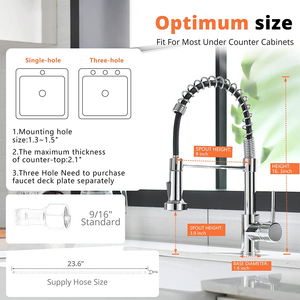 FLG <strong>Best</strong> Seller Modern Chrome Ceramic Hot Cold Water Mixer Tap Single Hole Spring Pull Down <strong>Sprayer</strong> Kitchen Faucet - Product Image 5