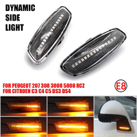 Feux de position latéraux dynamiques ambrés à LED pour Citroën C3 C4 Picasso C5 DS3 DS4 Peugeot 207 308 3008 5008 RCZ Car Lamps