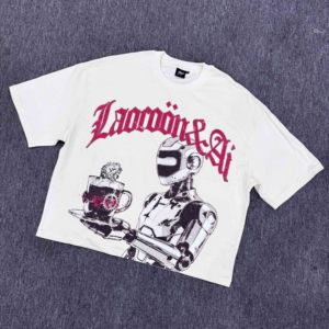 Kaos Pria Oversize Crop Boxy dengan Grafis Vintage Streetwear dan Cetak Digital - Product Image 1