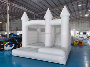 Château gonflable commercial en PVC blanc pour aire <span class=keywords><strong>de</strong></span> jeux extérieure, avec toboggan et piscine à balles, idéal pour les entreprises <span class=keywords><strong>de</strong></span> location - Product Image 3