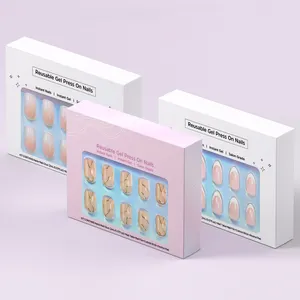 Private Label 30Pcs Alta Qualidade Soft Gel X Press On Nails Unhas Falsas Francesas Naturais Do Caixão Press On Gel Dicas Para Nail Care