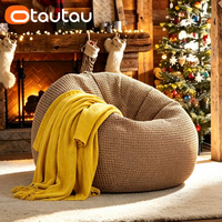 OTAUTAU Housse de pouf inclinable moderne en tissu gaufré sans rembourrage, chaise pouf de sol, ottoman, mobilier sans cadre DD010