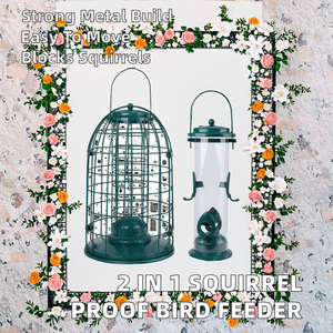 Comedero para Pájaros Móvil de Estilo Tradicional a Prueba de Ardillas, Jaula Metálica de Doble Función, Dispensador de Agua y Comida para Pájaros Silvestres y Colibríes - Product Image 2