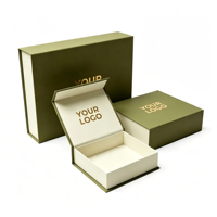 Boîte rigide magnétique carrée vert olive écologique et recyclable, boîte cadeau en papier pliable, logo personnalisé, bijoux de luxe, soins de la peau