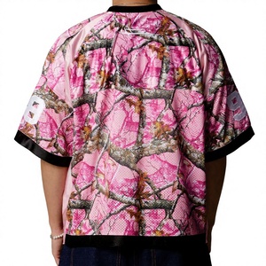 Trendy Wholesale Custom Unisex camouflage Mesh American Football Jersey Pink Camo Oversized Custom OEM Private <b>Label</b> Wholesale - Product Image 2