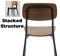 Ensemble de table et chaises de restaurant industriel empilables, structure en métal, plateau en bois, mobilier de salle à manger pour hôtel, restauration rapide, café