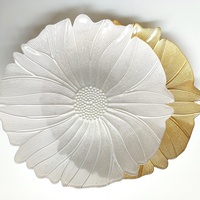 Assiette de présentation en verre texturé pétales sculptés, style moderne, 13 pouces, pour centre de table de mariage, fruits, apéritifs, desserts, traiteur