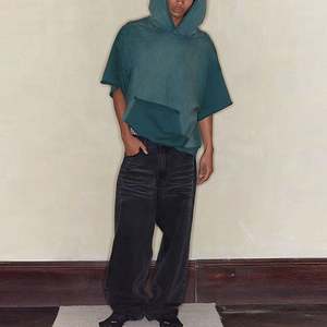 Sweat à capuche vintage personnalisé 100 % coton, séchage rapide, respirant, manches courtes, pour homme, été, effet délavé - Product Image 5