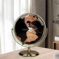 Globe décoratif noir et argent pour Accent de bureau de géographie du monde à la maison et au bureau
