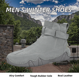 Chaussures de marche pour hommes, nouvelles, en cuir de porc, à tige haute, mocassins, espadrilles, fermeture éclair latérale, doublure en maille respirante, semelle extérieure en caoutchouc, boucle - Product Image 3