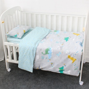 Set biancheria da letto in cotone naturale 100% stampato neonato Set biancheria da letto per culla copripiumino 3 pezzi, lenzuolo piatto, federa - Product Image 5