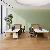 Bureau de travail modulaire moderne pour 6 personnes, en bois écologique et durable, avec cloison d'écran W1200mm, idéal pour les bureaux commerciaux