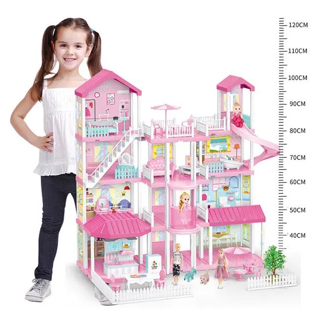 Pretend Play Educational DIY Dream Doll Villa Model Furniture Toys Set Girls Toys House