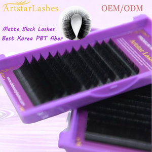 Barquettes de cils individuels Blooming Matte, volume facile à poser, doux, couleur cachemire foncé, PBT coréen, noir jet, extensions de cils méga - Product Image 1