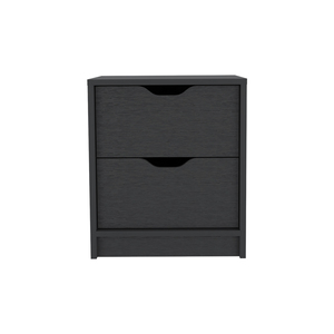 Nightstand Gandu Two <b>Drawers</b> <b>Black</b> Wengue Finish <b>Storage</b> <b>Drawer</b> Bedroom Furniture - Product Image 3