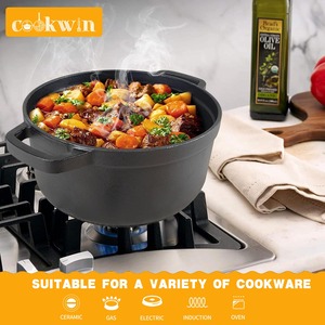 Cocotte/Four à potage en fonte émaillée antiadhésive noire pour la cuisine domestique - Product Image 1