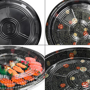Sunzza stapelbarer japanischer Stil über Größe 32 cm Party Einweg Haustier Kreis Platte Fast <span class=keywords><strong>Food</strong></span>/Obst/Sushi Tablett Container Box - Product Image 3