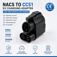 Adaptateur de chargeur EV NACS vers CCS1, haute puissance 500A, convertisseur rapide DC, broches plaquées argent, certifié UL CE FCC
