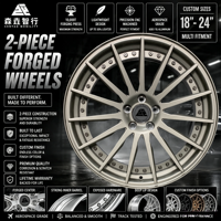 Jantes forgées sur mesure de 18 à 24 pouces, 2 pièces, à rayons multiples droits, en aluminium 6061-T6, pour voitures de luxe