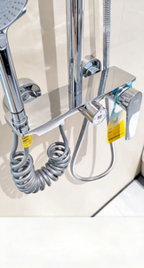 Ensemble de douche moderne en acier inoxydable Odu avec cartouche en laiton, jets de pluie et doux, barre coulissante pour hôtels, appartements, villas - Product Image 6