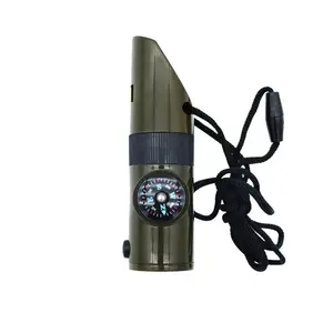 Jetshark 7 In 1 Multifunction Hiking Camping Emergency Survival Whistle Compass with White Led Flashlight