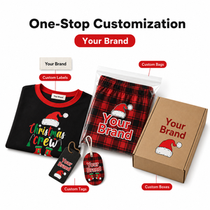 Ensembles de Pyjamas de Noël Assortis pour la Famille Taille Élastique Logo Avant Printemps Manches Longues pour Femmes Hommes Enfants Couples - Product Image 3