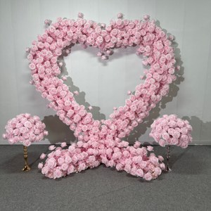 C-HA014 Arco Floreale a Forma di Cuore Artificiale all'Ingrosso, Sfondo con Rose, Arco a Cuore per Decorazioni Matrimoniali - Product Image 4