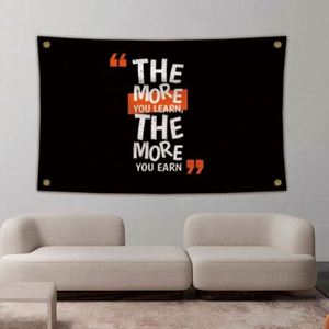 ธงโพลีเอสเตอร์ 100D ขนาด 3x5 ฟุต (90x150 ซม.) สำหรับงานพิมพ์แบบ Dye Sublimation "ยิ่งคุณเรียนรู้มากขึ้น ยิ่งคุณได้รับมากขึ้น" - Product Image 1