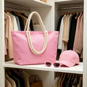 Custom Canvas <b>Beach</b> <b>Bag</b> <b>Large</b> Capacity Tote Shopping Handbag for Travel Summer Poolside Wholesale - Product Image 4